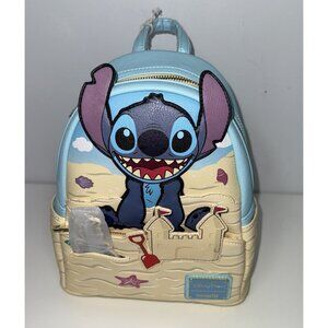 Disney Parks Loungefly Stitch & Scrump Backpack Beach Day Sand Castle 2024 NEW